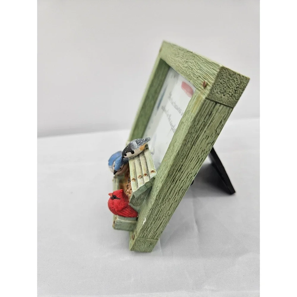 Marjolein Bastin Birds & Feeder 3D Resin Picture Green Frame  Rustic